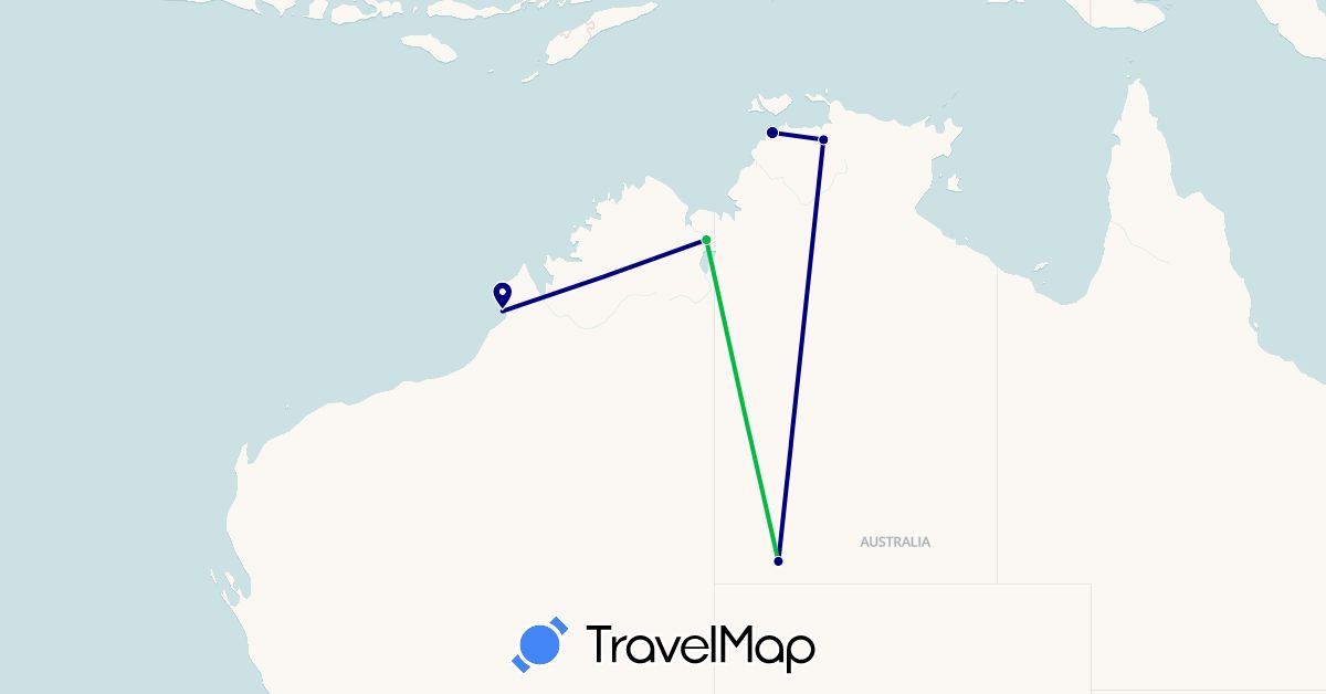TravelMap itinerary: driving, bus in Australia (Oceania)